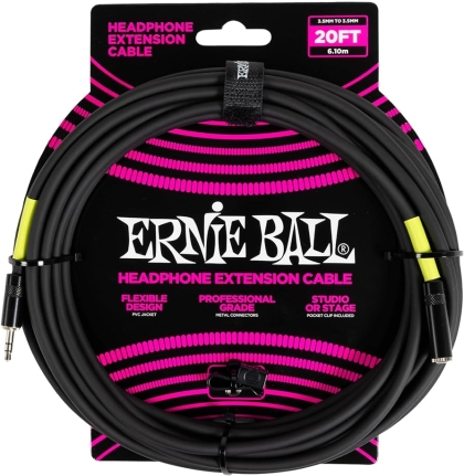 ERNIE BALL 6423 Extension Cab 1/4 to 3.5mm 20ft Black