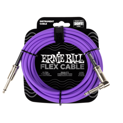 ERNIE BALL 6466 Flex Instr Cable Stright/Angle 20ft Purple