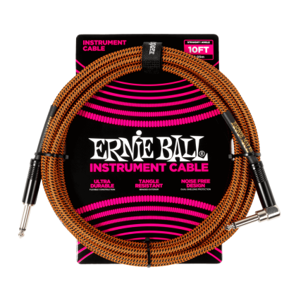 ERNIE BALL 6470 Braided Instr Cab Str/Angle 10ft Pumpkin Pie
