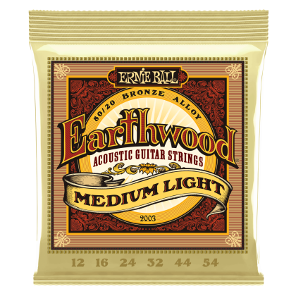 ERNIE BALL | 2003 12-54 Earthwood Medium Light 80/20 Bronze Acoustic Guitar Strings | Струни за акустична китара