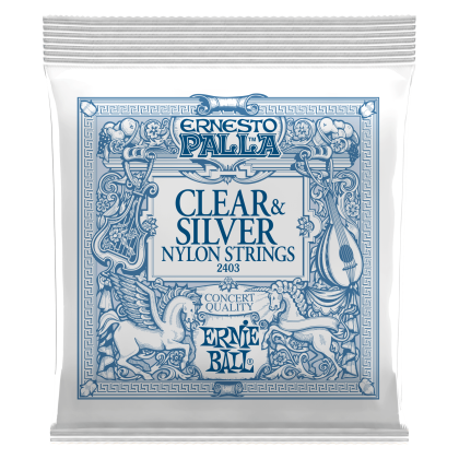 ERNIE BALL • 2403 28-42 Ernesto Palla Clear & Silver Nylon Classical Guitar Strings • Струни за класическа китара