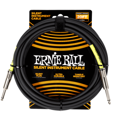 ERNIE BALL • 6473 20ft Black Straight/Straight Classic Silent Instrument Cable (6.09 m) • Инструментален кабел