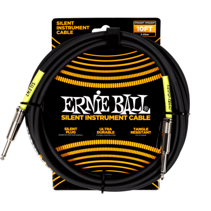 ERNIE BALL • 6472 10ft Black Straight/Straight Classic Silent Instrument Cable (3.05 m) • Инструментален кабел