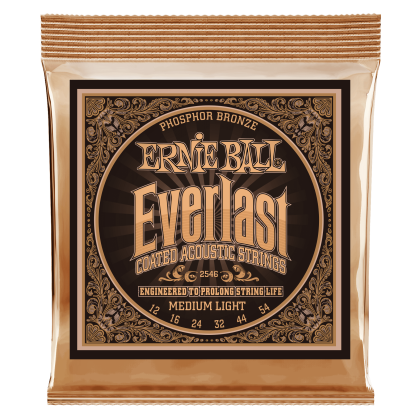 ERNIE BALL • 2546 12-54 Medium Light Everlast Coated Phosphor Bronze Acoustic Guitar Strings • Струни за акустична китара