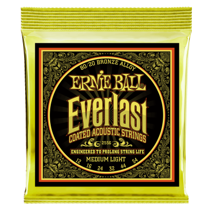 ERNIE BALL • 2556 12-54 Medium Light Everlast Coated 80/20 Bronze Acoustic Guitar Strings • Струни за акустична китара
