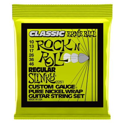 ERNIE BALL • 2251 10–46 Regular Slinky Classic Rock N Roll Pure Nickel Wrap Electric Guitar Strings • Струни за електрическа китара