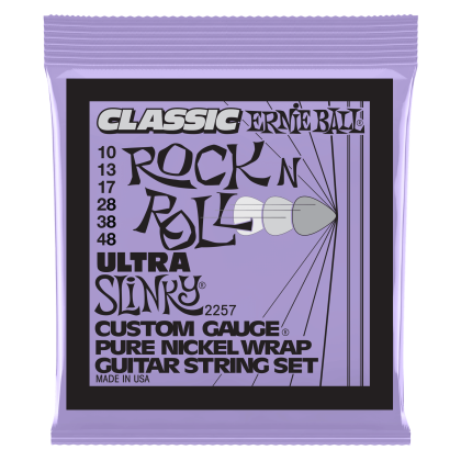ERNIE BALL • 2257 10–48 Ultra Slinky Classic Rock N Roll Pure Nickel Wrap Electric Guitar Strings • Струни за електрическа китара