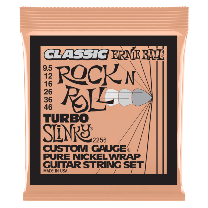 ERNIE BALL • 2256 9.5–46 Turbo Slinky Classic Rock N Roll Pure Nickel Wrap Electric Guitar Strings • Струни за електрическа китара