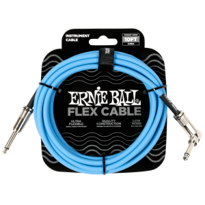 ERNIE BALL 6464 Flex Instr Cable Stright/Angle 10ft Blue