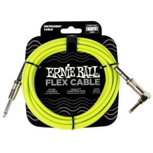 ERNIE BALL 6465 Flex Instr Cable Stright/Angle 10ft Green