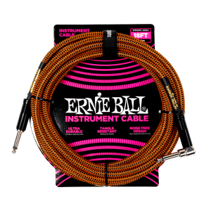 ERNIE BALL 6471 Braided Instr Cab Str/Angle 18ft Pumpkin Pie