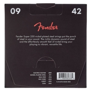 FENDER • 250L 9-42 SuperSonic™ Nickel Plated Steel Ball End Electric Guitars Strings • Струни за електрическа китара