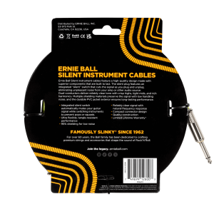 ERNIE BALL • 6472 10ft Black Straight/Straight Classic Silent Instrument Cable (3.05 m) • Инструментален кабел