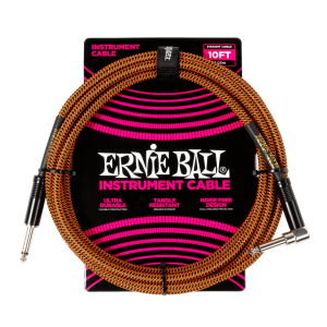 ERNIE BALL • 6470 10ft Pumpkin Pie Straight/Angle Braided Instrument Cable (3.05 m) • Инструментален кабел