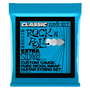 ERNIE BALL • 2255 8-38 Extra Slinky Classic Rock N Roll Pure Nickel Wrap Electric Guitar Strings • Струни за електрическа китара