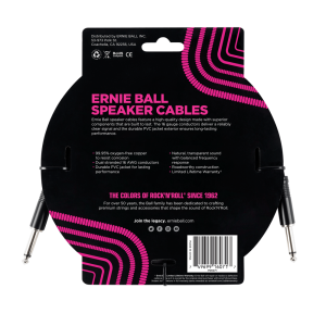 ERNIE BALL • 6071 3ft Black Straight/Straight Classic Speaker Cable (0.91 m) • Кабел за китарна колона