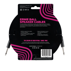 ERNIE BALL • 6072 6ft Black Straight/Straight Classic Speaker Cable (1.83 m) • Кабел за китарна колона