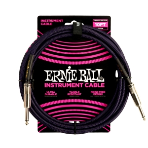 ERNIE BALL 10' BRAIDED STRAIGHT / STRAIGHT INSTRUMENT CABLE - PURPLE BLACK