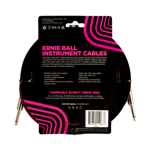 ERNIE BALL 10' BRAIDED STRAIGHT / STRAIGHT INSTRUMENT CABLE - RED BLACK