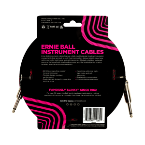 ERNIE BALL 18' BRAIDED STRAIGHT / STRAIGHT INSTRUMENT CABLE - RED BLACK