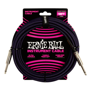 ERNIE BALL 18' BRAIDED STRAIGHT / STRAIGHT INSTRUMENT CABLE - PURPLE BLACK